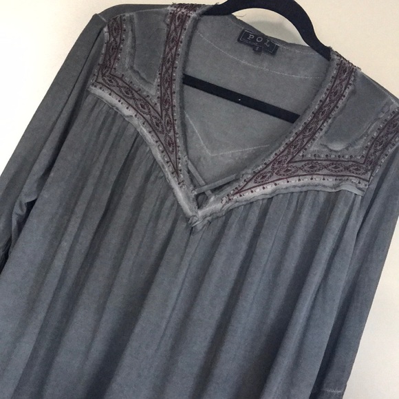 Sold Pol Buckle mineral wash embroidered trim top - Picture 2 of 7